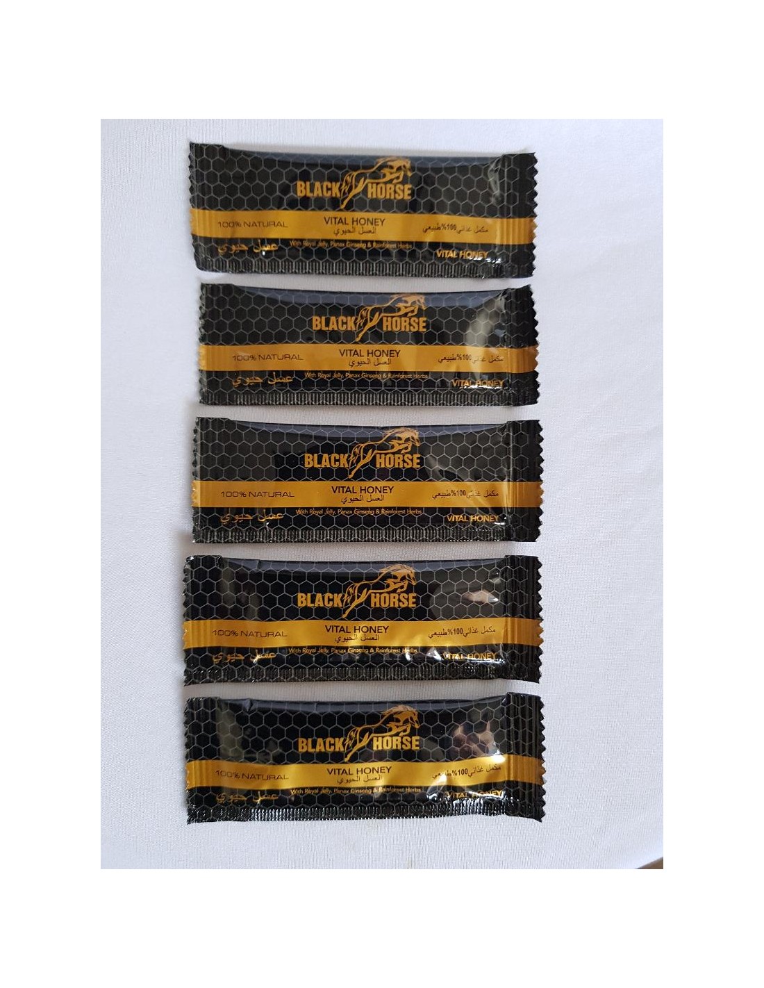 MIEL BLACK HORSE VITAL HONEY PACK 5 STICKS DE 10G AUTENTIQUES OFFICIEL