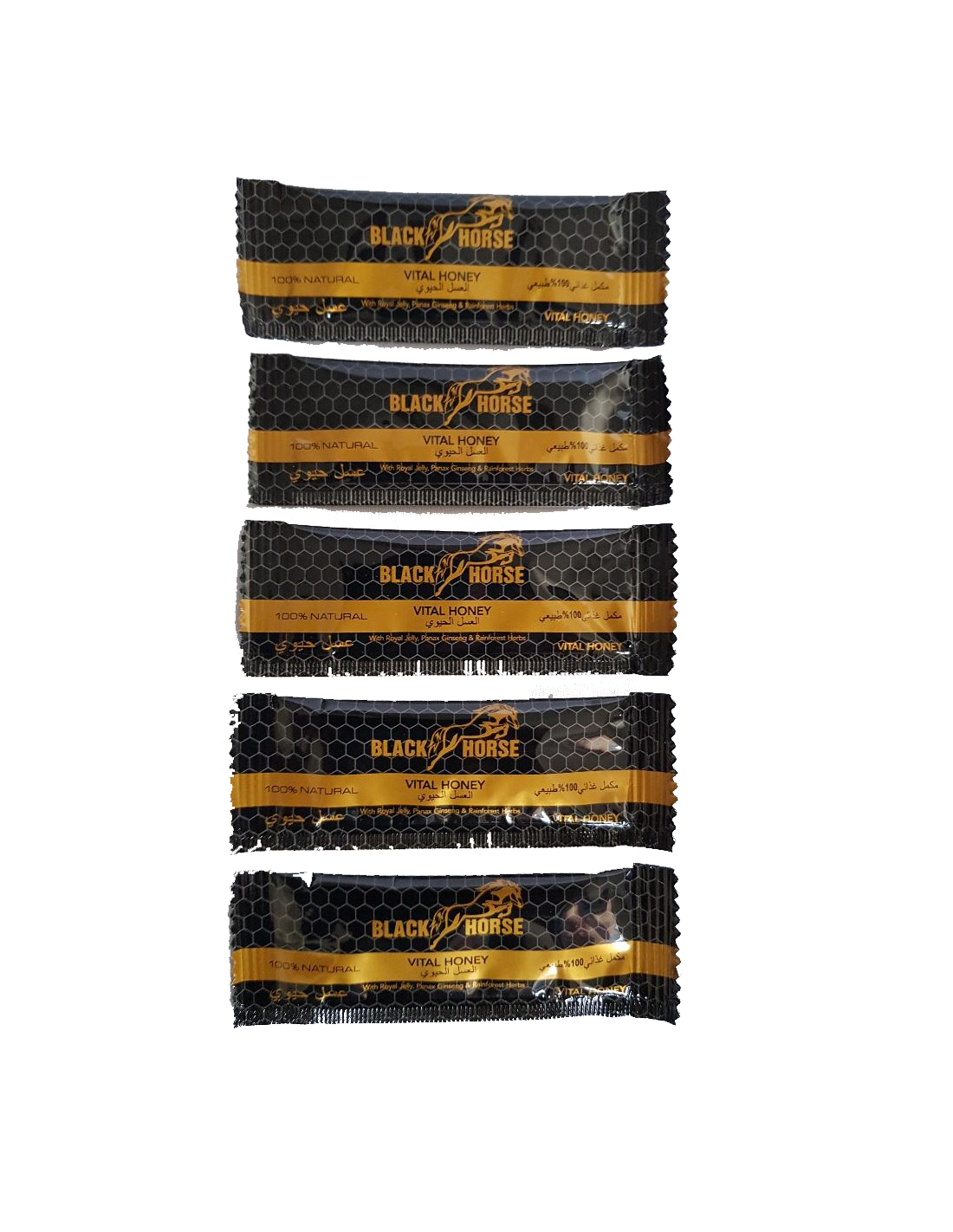MIEL BLACK HORSE VITAL HONEY PACK 5 STICKS DE 10G AUTENTIQUES OFFICIEL